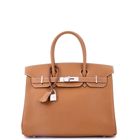 Birkin Handbag Brown Epsom with Palladium Hardware 30