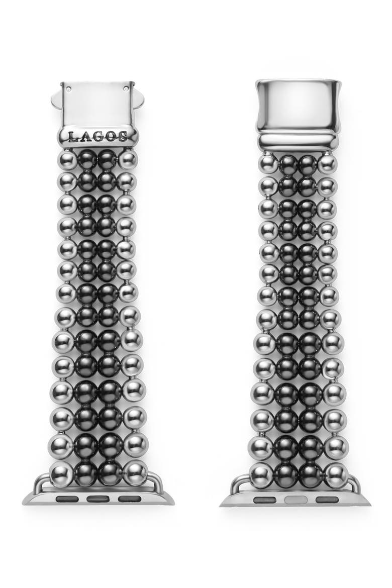 Smart Caviar Infinite Black Ceramic Apple Watch® Watchband, Main, color, BLACK/ SILVER
