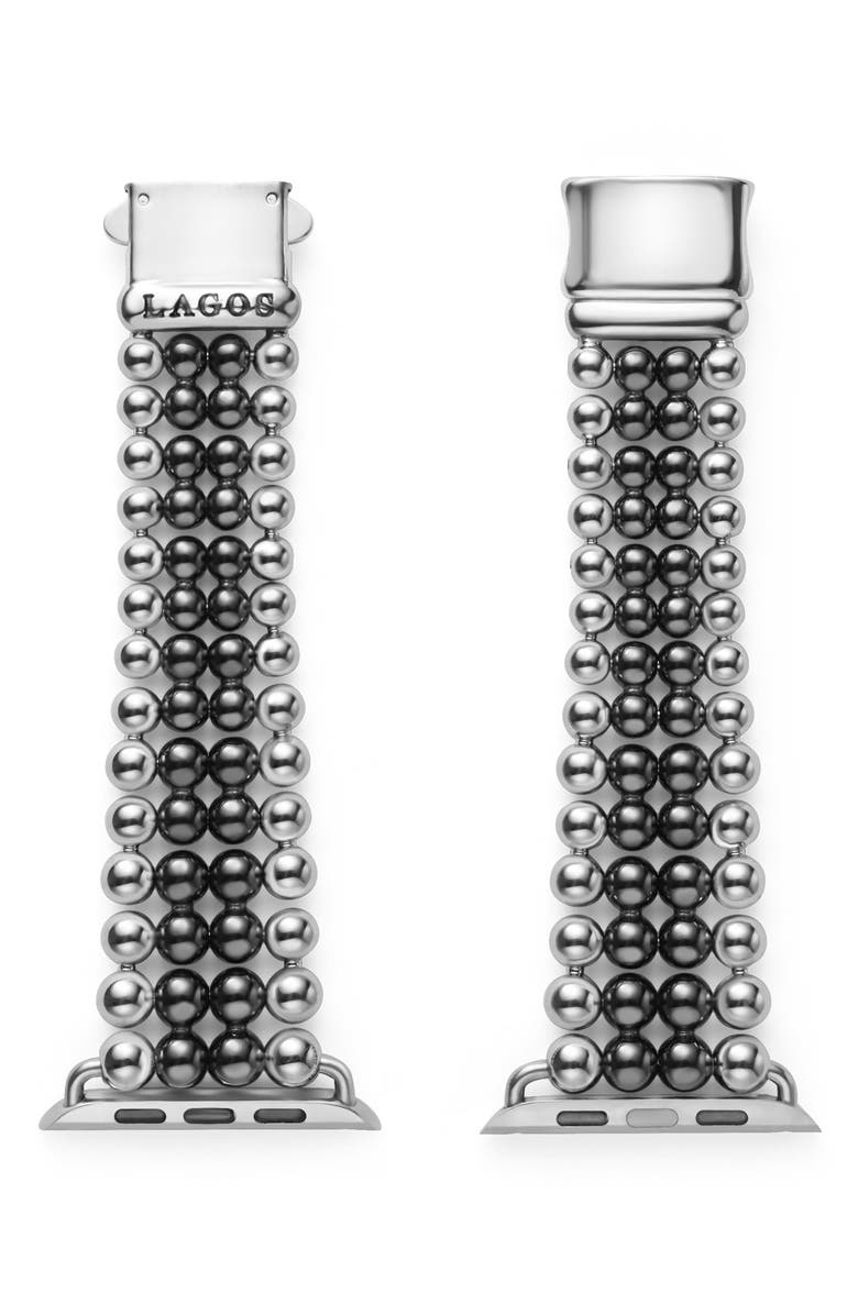 LAGOS Smart Caviar Infinite Black Ceramic Apple Watch<sup>®</sup> Watchband, Main, color, Black/ Silver