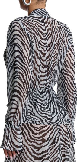 Plunge Tie Front Chiffon Top