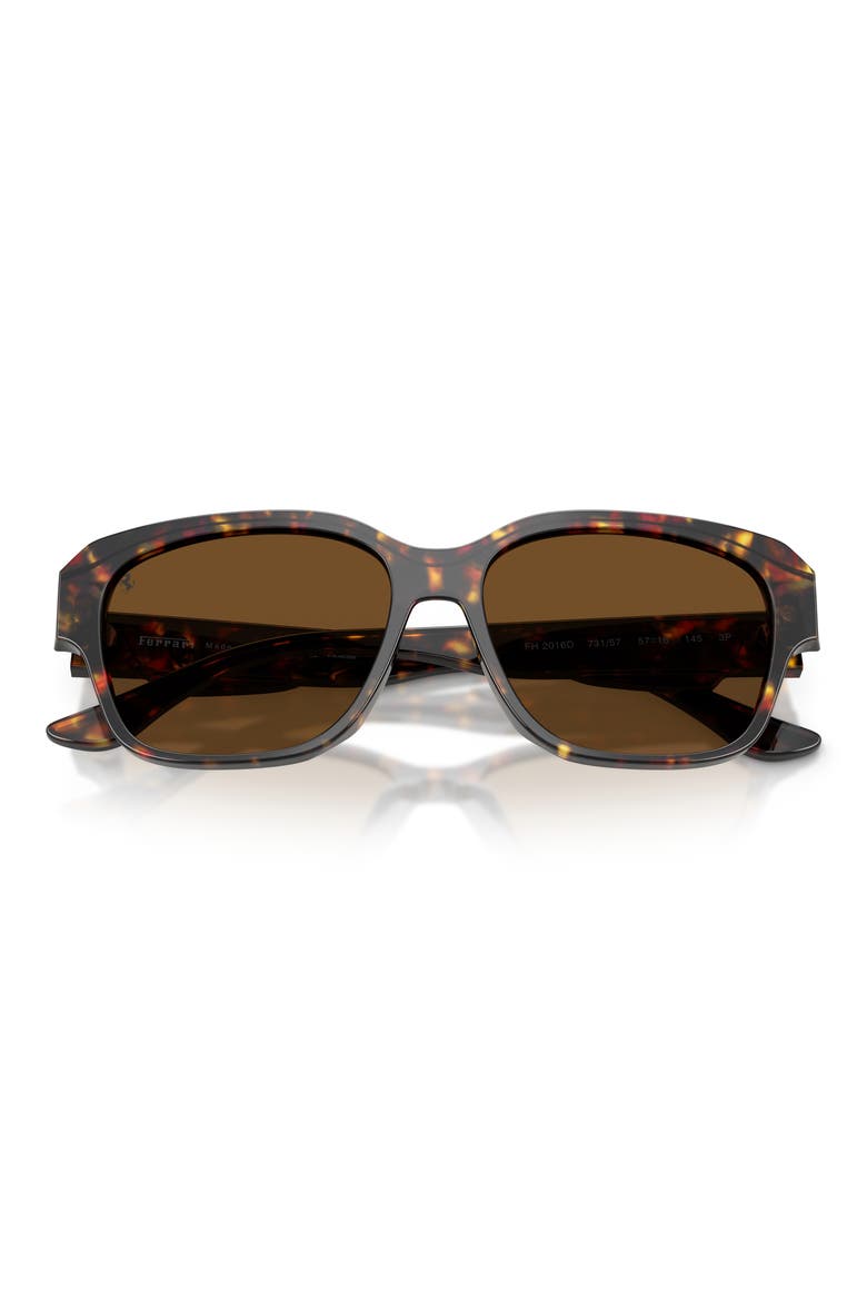 57mm Polarized Square Sunglasses, Alternate, color, YELLOW TORTOISE / BROWN POLAR