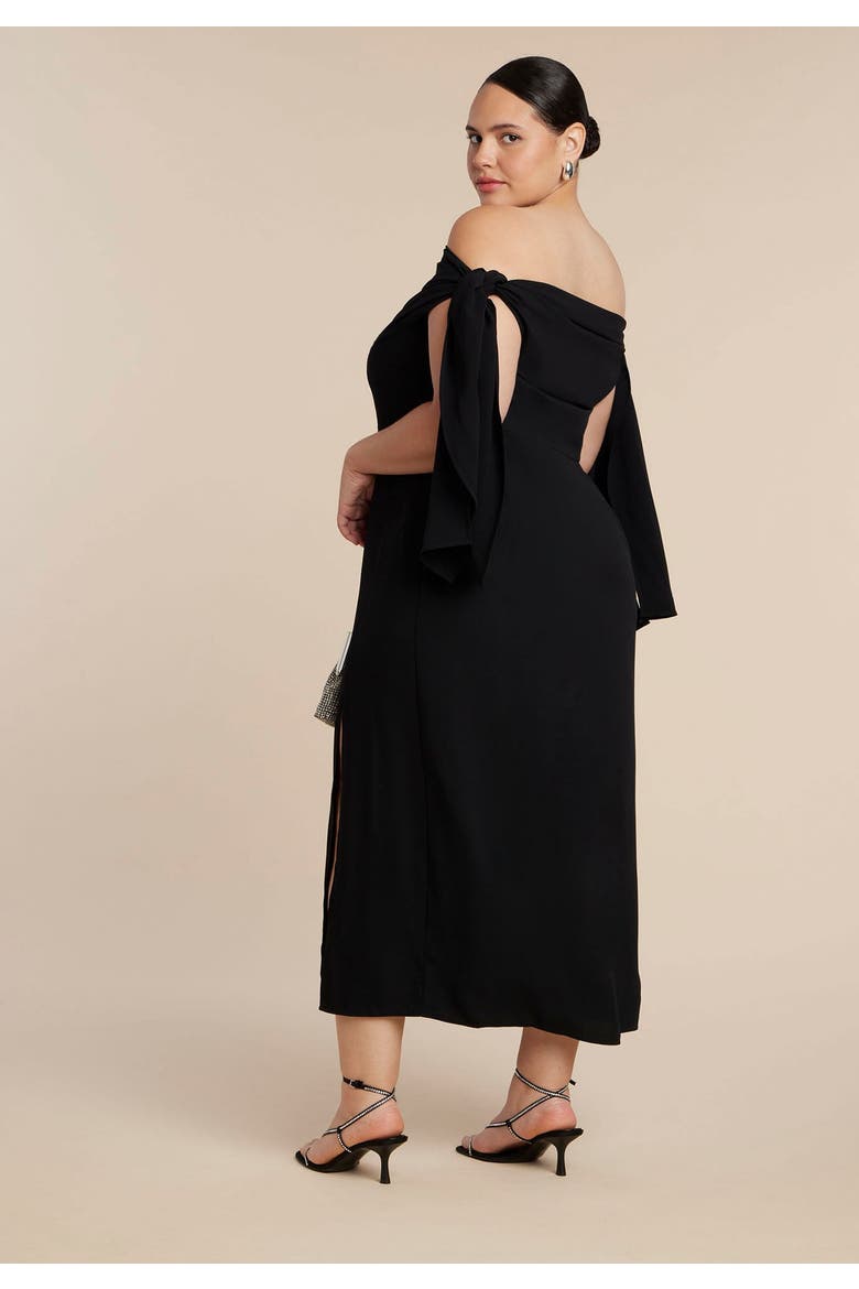 Tie Detail Column Dress, Alternate, color, BLACK ONYX