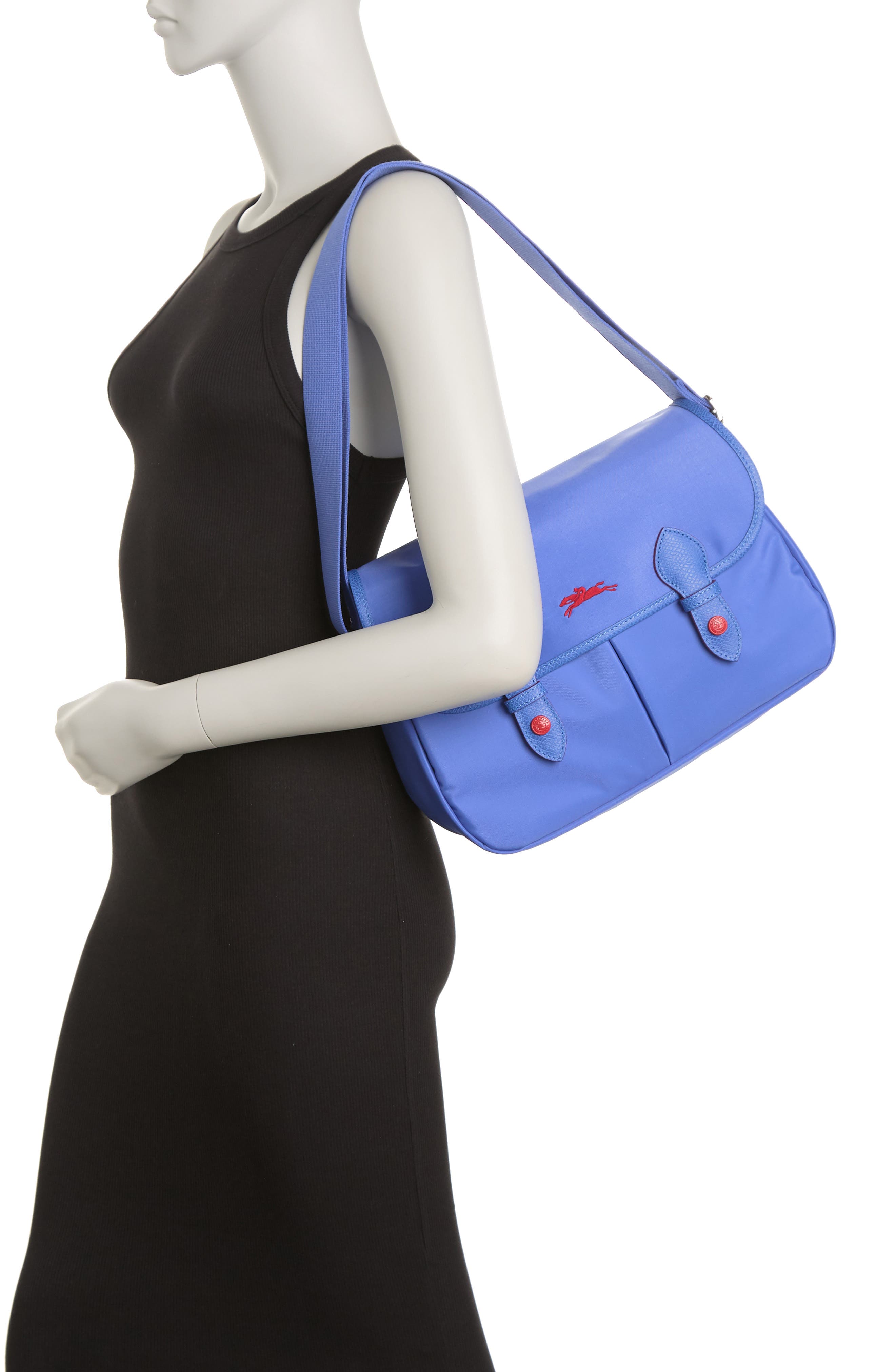 Nylon Messenger Shoulder Bag, Alternate, color, MYOSOTIS