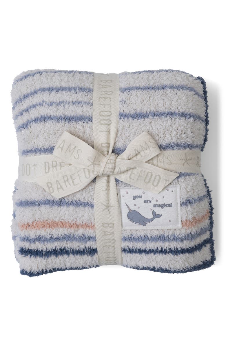 Barefoot Dreams<sup>®</sup> CozyChic<sup>®</sup> Narwhal Stripe Stroller Blanket, Main, color, Moonlight Multi