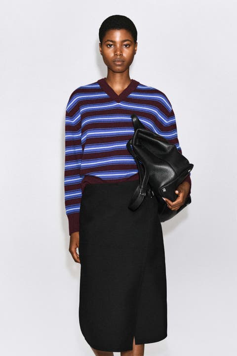 Merino Wool Layered V-neck Sweater