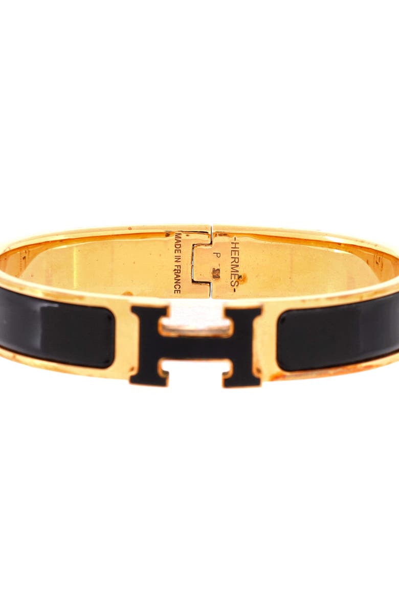 Pre-Owned Hermes Clic H Bracelet Enamel Narrow, Alternate, color, Black
