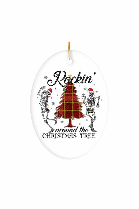 Rockin Around The Christmas Tree Skeleton Ornament