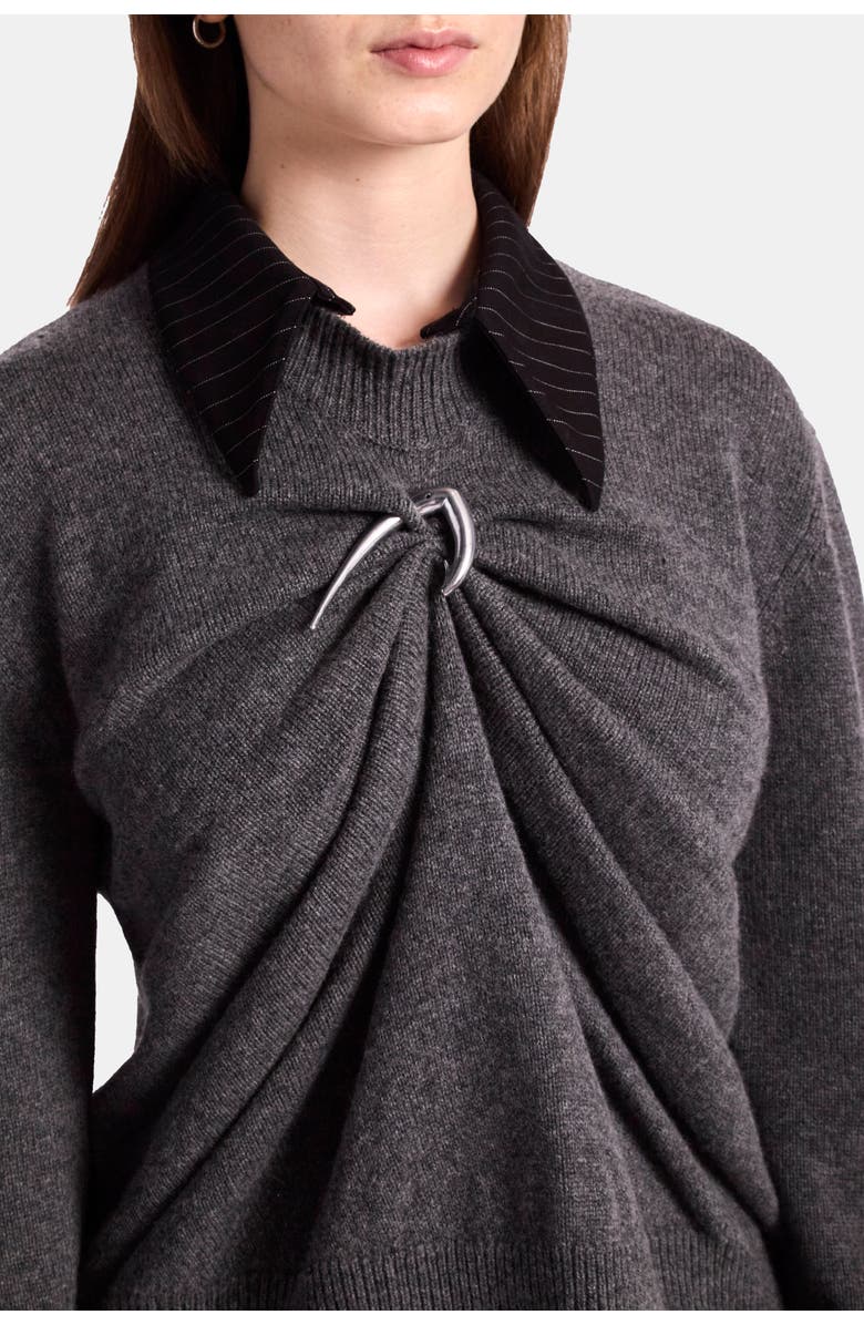 KATE BARTON Draped Merino Cashmere Sweater, Alternate, color, Charcoal