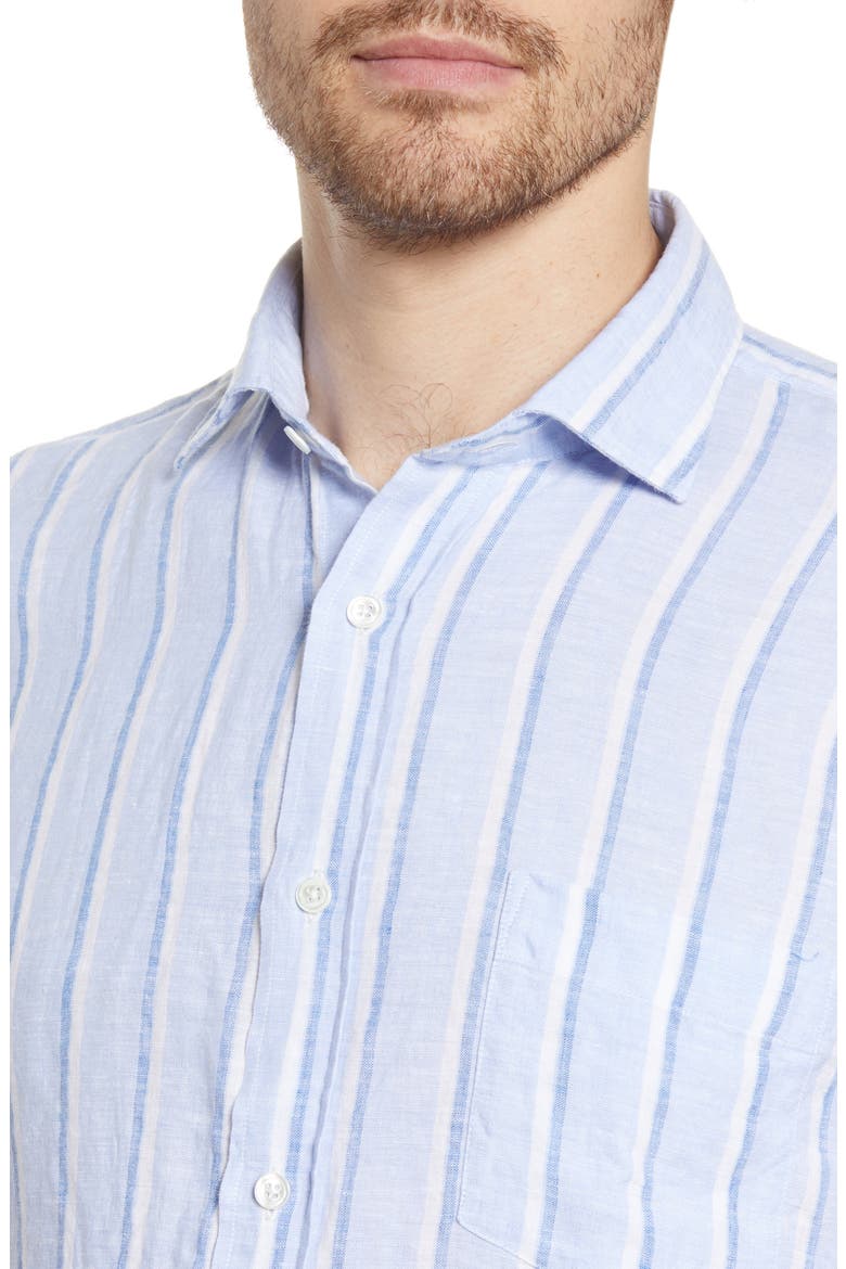 Paul Regular Fit Stripe Linen Button-Up Shirt, Alternate, color, WHITE & BLUE STRIPE