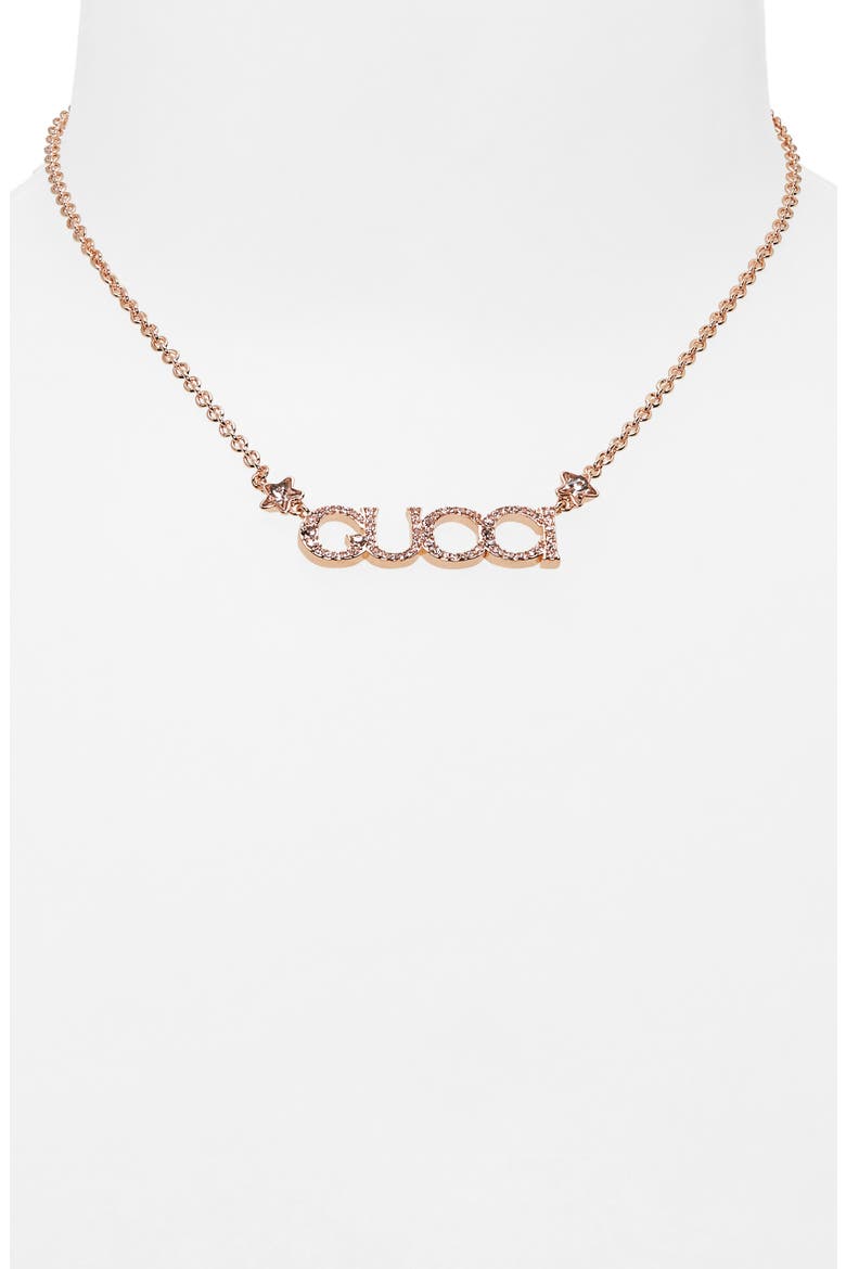 Crystal Script Necklace, Alternate, color, PINK