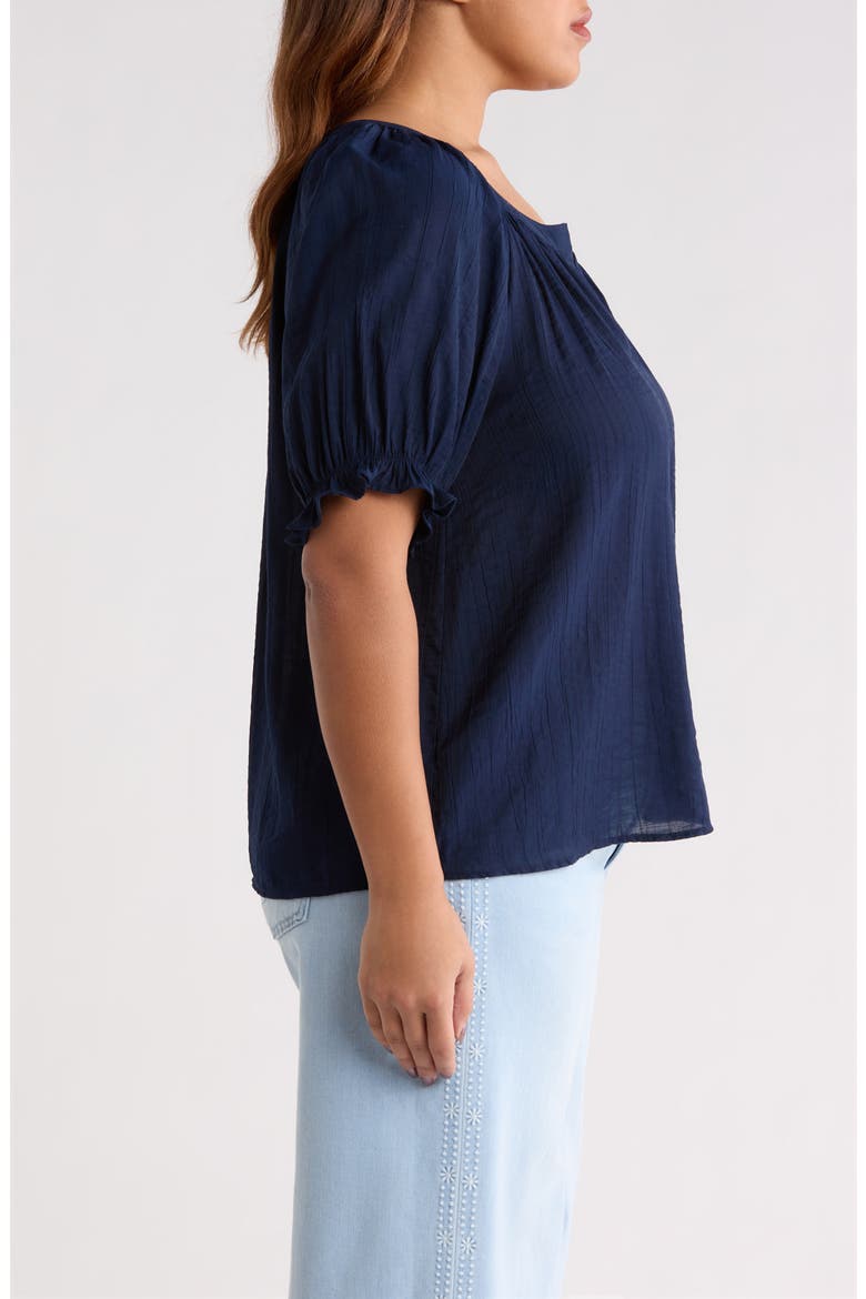 Crinkled Puff Sleeve Top, Alternate, color, NAVY