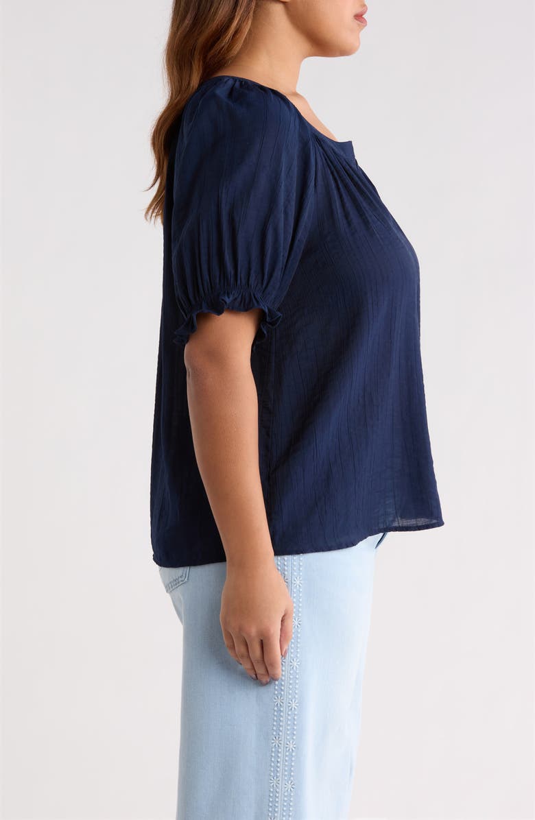 Liverpool Los Angeles Crinkled Puff Sleeve Top, Alternate, color, Navy