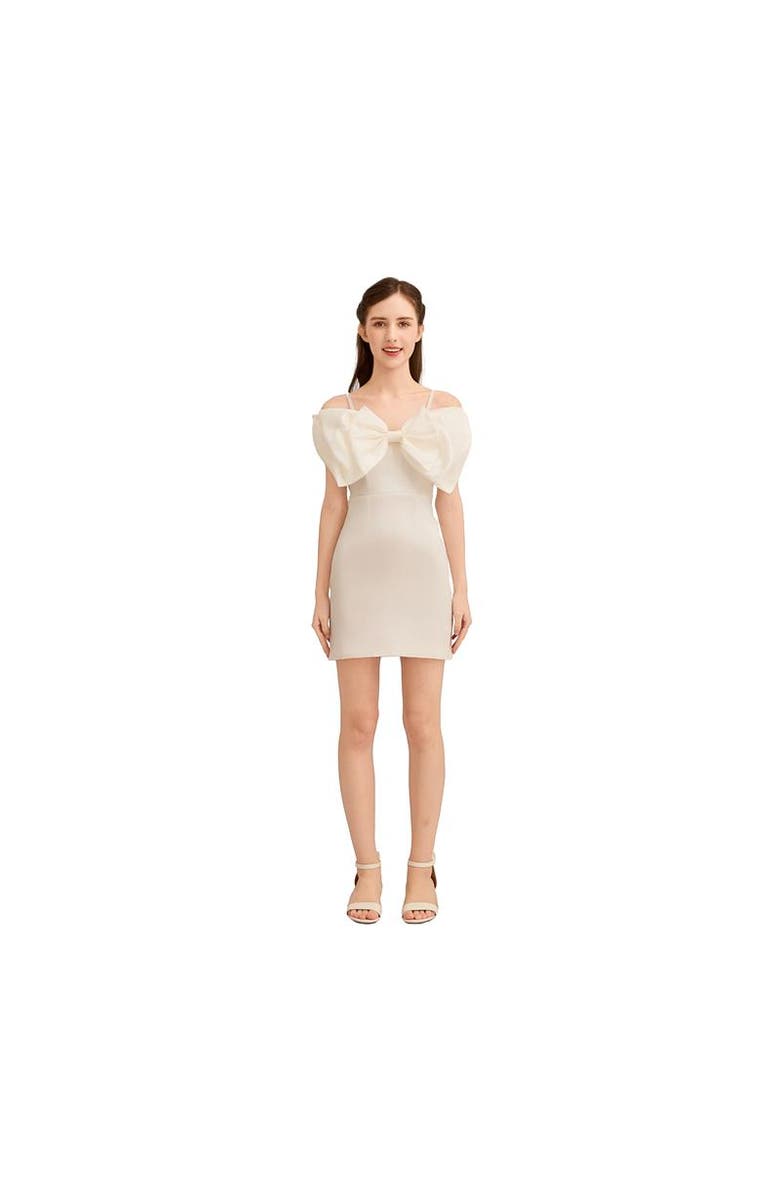 Tulleen Bow Mini Dress, Main, color, White