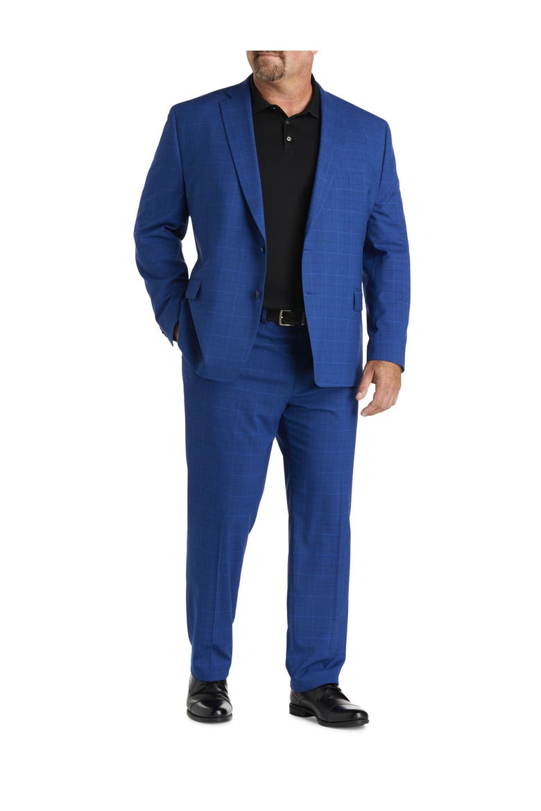 Big & Tall Windowpane Suit Pants, Alternate, color, BLUE