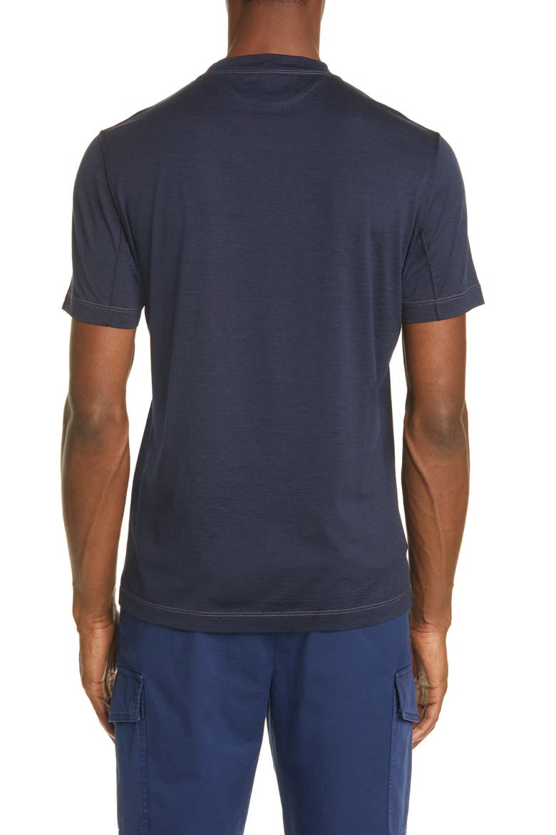 Silk & Cotton Crewneck T-Shirt, Alternate, color, BLUE