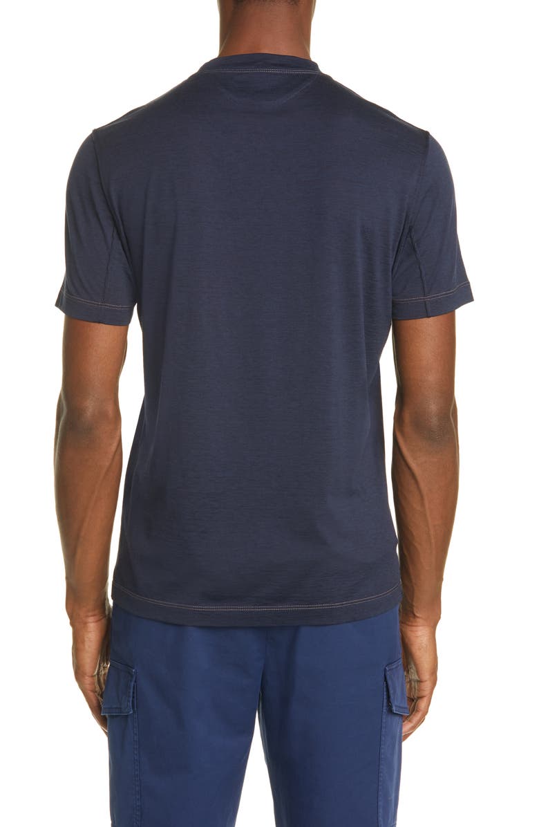Brunello Cucinelli Silk & Cotton Crewneck T-Shirt, Alternate, color, 
