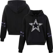 CUCE Women's Cuce Black Dallas Cowboys Cropped Sequins Pullover Hoodie