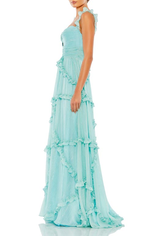 Shop Mac Duggal Ruffle Tiered Sleeveless Flowy A Line Gown In Mint
