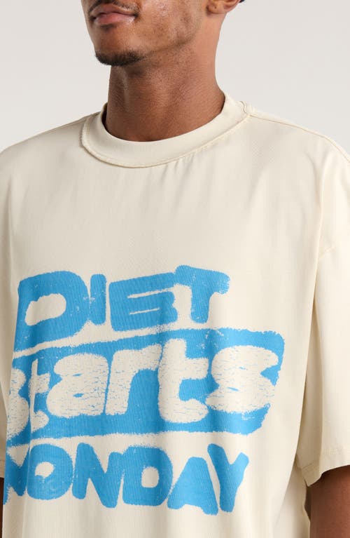 Diet Starts Monday Stencil Logo Cotton Graphic T-shirt In White
