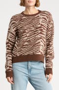 Current/Elliott Zebra Jacquard Crewneck Sweater