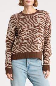 Current/Elliott Zebra Jacquard Crewneck Sweater