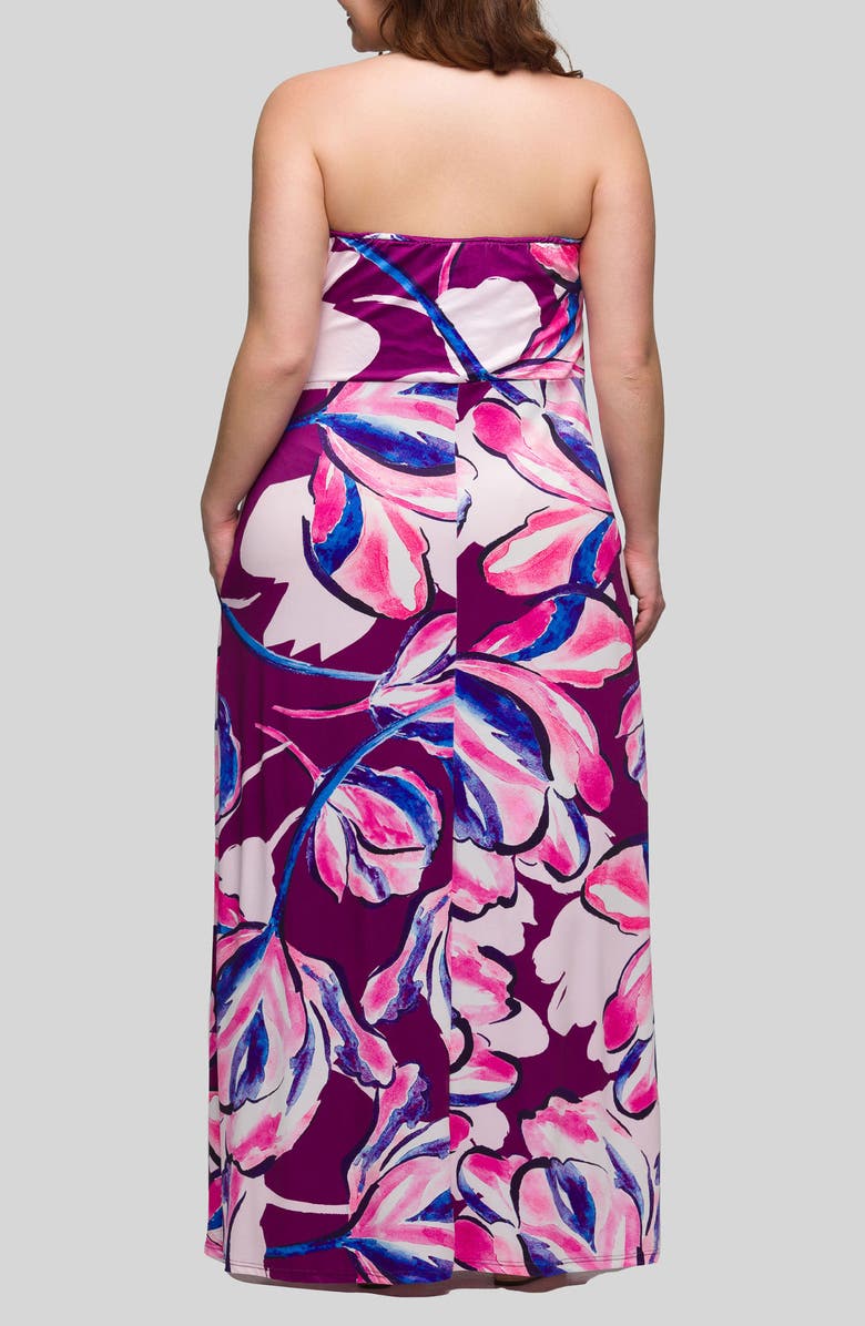 24seven Comfort Apparel Floral Strapless Knit Maxi Dress, Alternate, color,