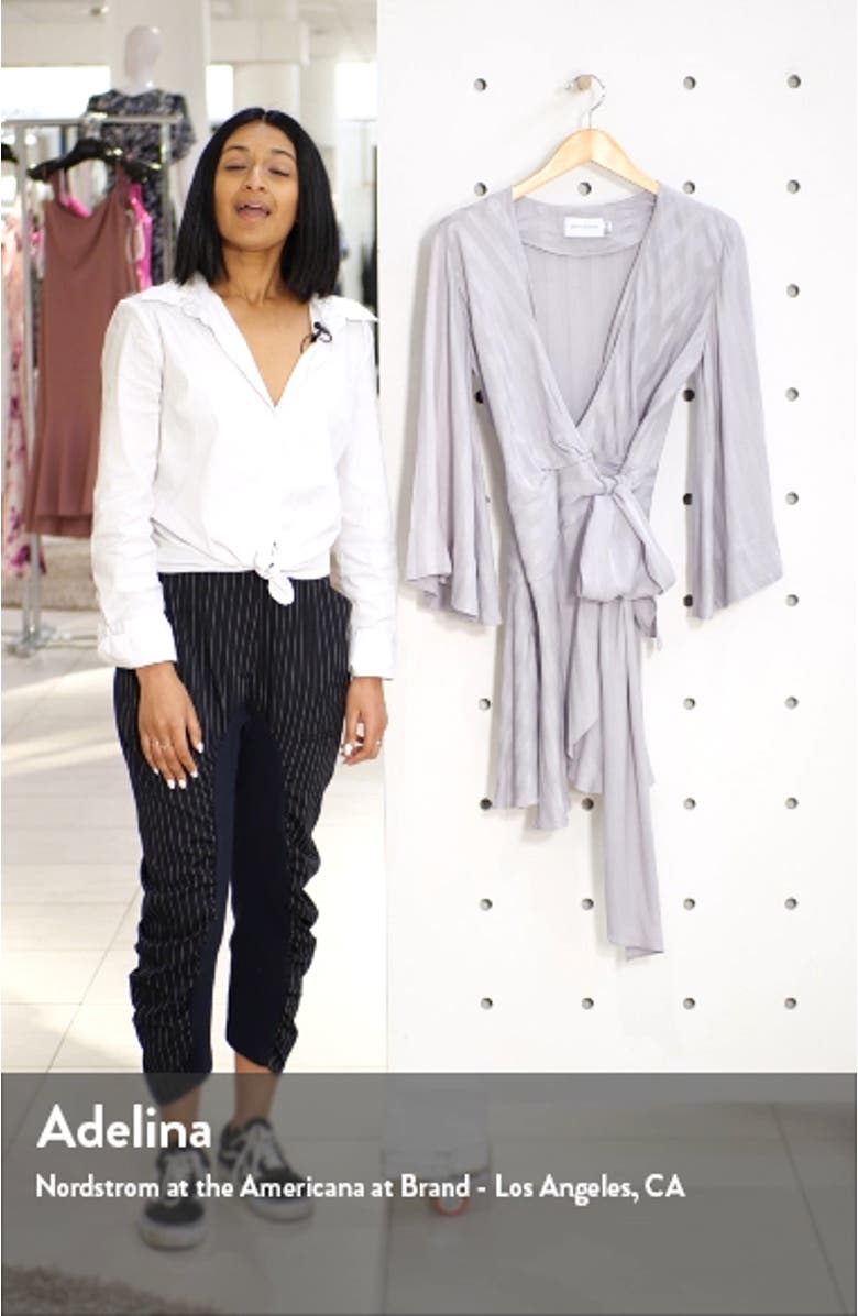 Serenity Stripe Satin Wrap Minidress, sales video thumbnail