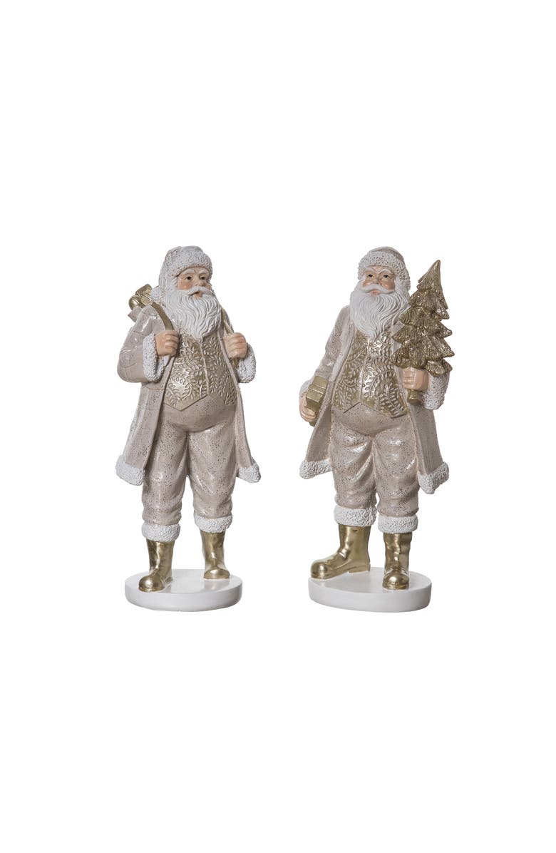 Transpac Large Resin Elegant Santa Figurine Set of Two Christmas Decor, Main, color, Metallic Gold