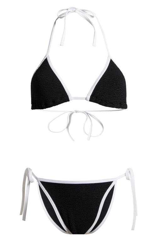 Hunza G Gina Textured Triangle Bikini With Sporty Contrast