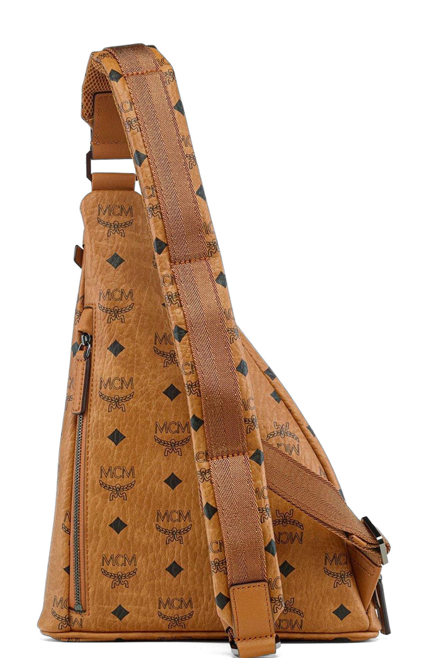 MCM Aren Sling in Visetos, Alternate, color, Brown