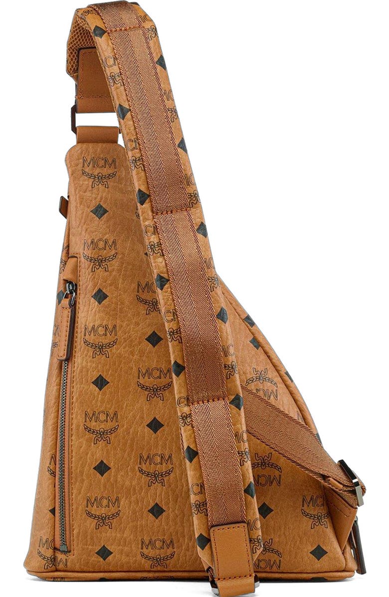 MCM Aren Sling in Visetos, Alternate, color, Brown