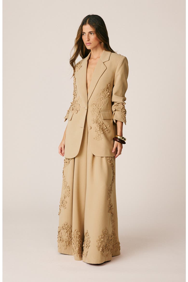 Embroidered Floral Blazer, Alternate, color, Beige