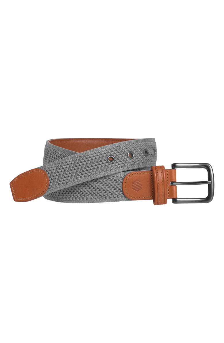 Johnston & Murphy Amherst Engineered Knit Belt, Main, color, Gray