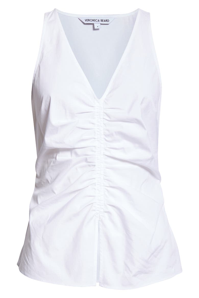 Oya Center Ruched Stretch Cotton Top, Alternate, color, WHITE