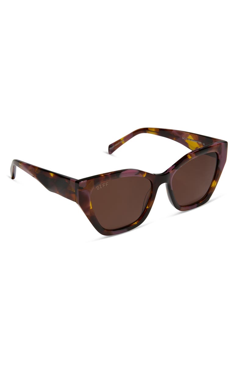 DIFF Evie 54mm Cat Eye Sunglasses, Alternate, color, Brown