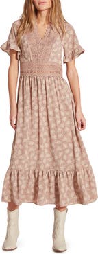 WISHLIST Floral Short Sleeve Midi Dress