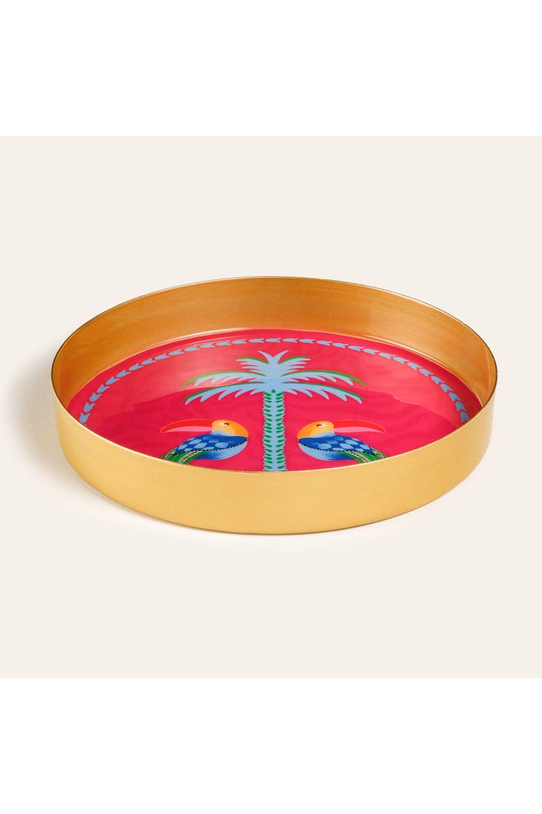Snake Metal Decorative Tray 2 Pcs Set, Alternate, color, Yellow-Fuchsia