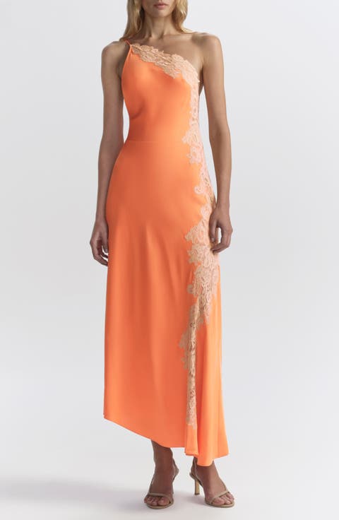Lou Lace Trim Sleeveless Satin Maxi Dress