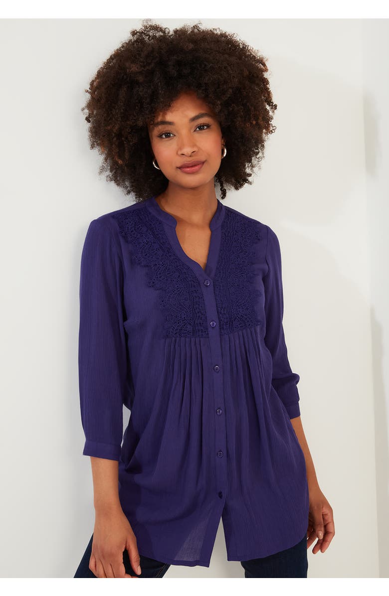 Joe Browns Crochet Trim Pintuck Shirt, Main, color, Mulberry Purple