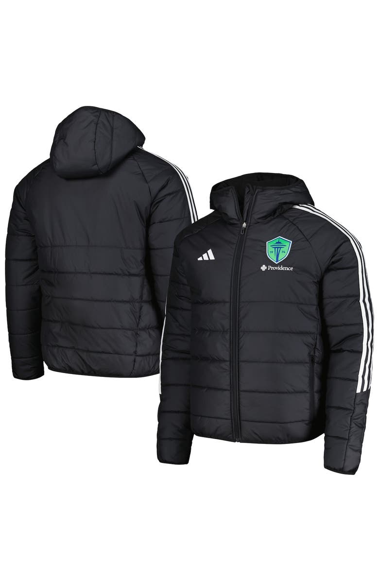 adidas Men's adidas Black Seattle Sounders FC Tiro 24 Full-Zip Winter Hoodie Jacket, Main, color, 