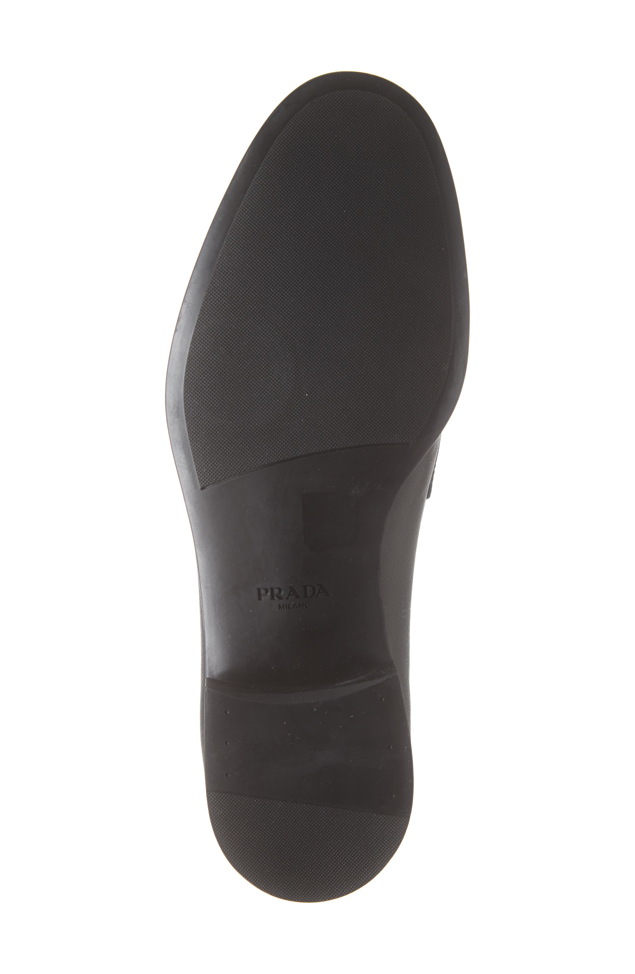 Prada Triangle Logo Loafer, Alternate, color, Black