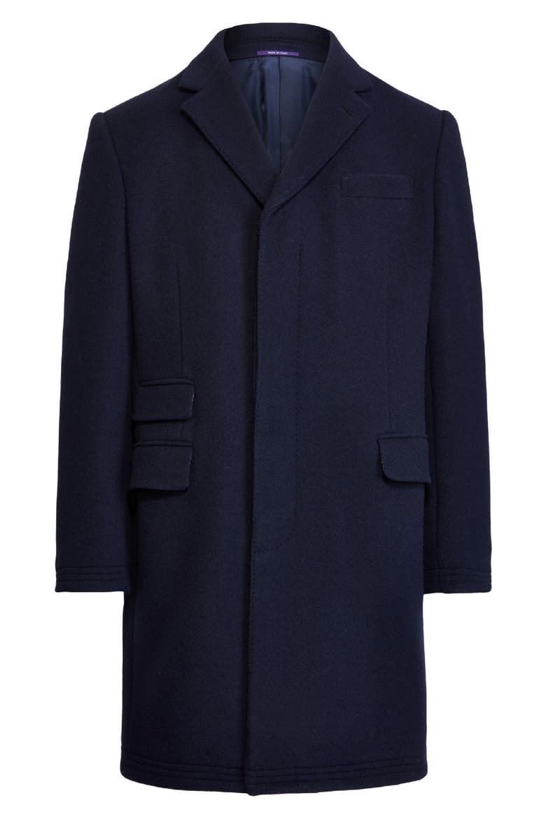 Kent Paddock Brushed Wool Topcoat, Alternate, color, NAVY