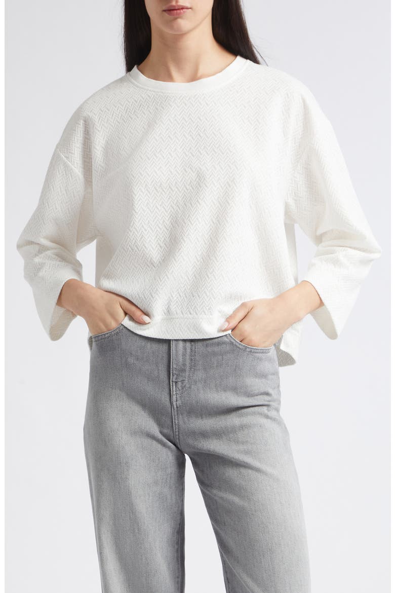 Crewneck Chevron Jacquard Sweater, Main, color, IVORY