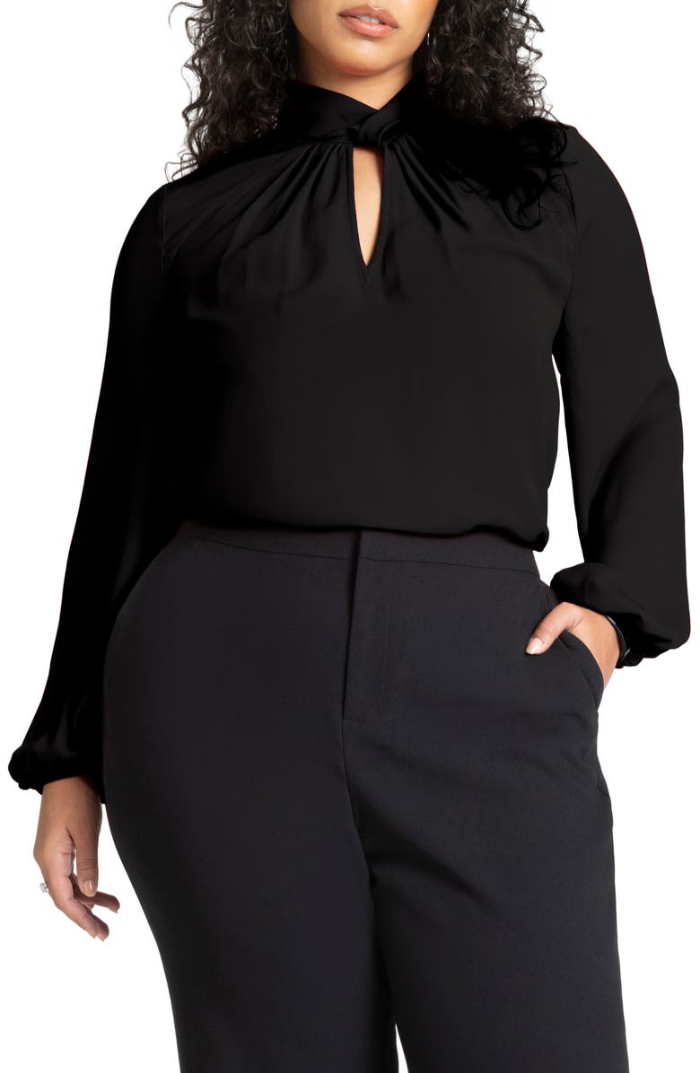 ELOQUII Twist Neck Cutout Top, Main, color, 