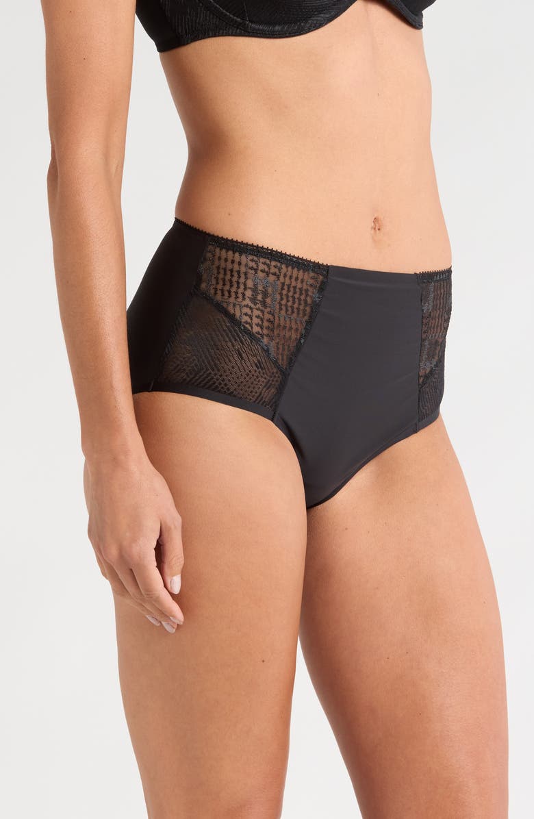 Chantelle Lingerie Intrigue High Waist Support Briefs, Alternate, color, Black