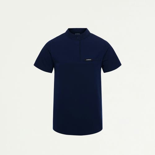 Jaanuu 1-pocket Classic Banded Collar Scrub Top In Blue