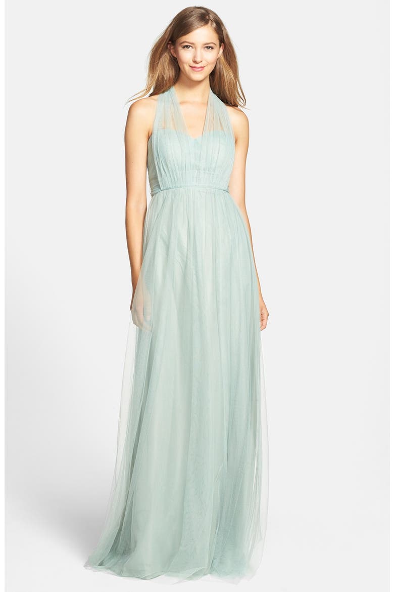 Annabelle Convertible Tulle Column Dress, Alternate, color, SEA GLASS