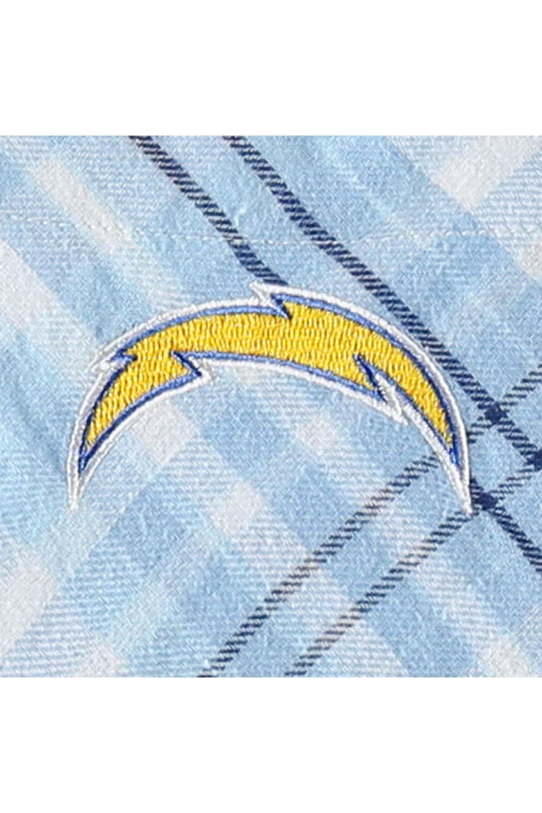 Women's Concepts Sport Powder Blue Los Angeles Chargers Mainstay Plaid Full-Button Long Sleeve Nightshirt, Alternate, color, Powder Blue