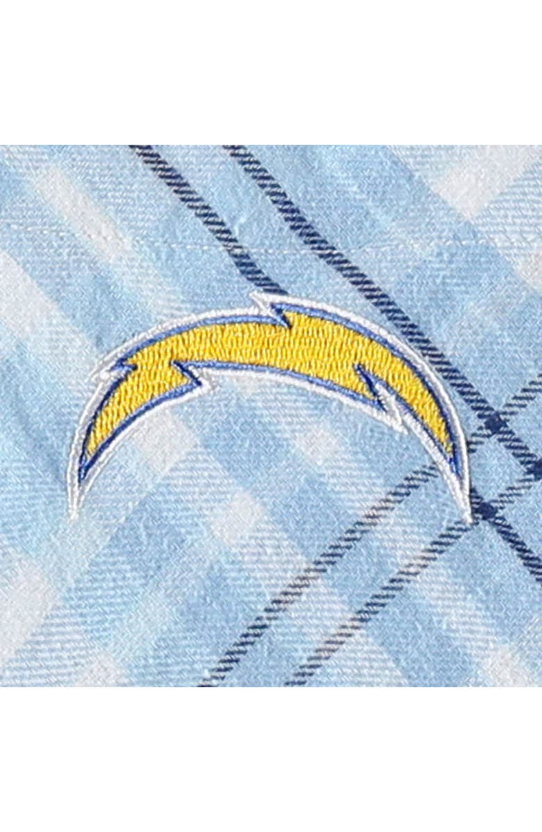 CONCEPTS SPORT Women's Concepts Sport Powder Blue Los Angeles Chargers Mainstay Plaid Full-Button Long Sleeve Nightshirt, Alternate, color, Powder Blue