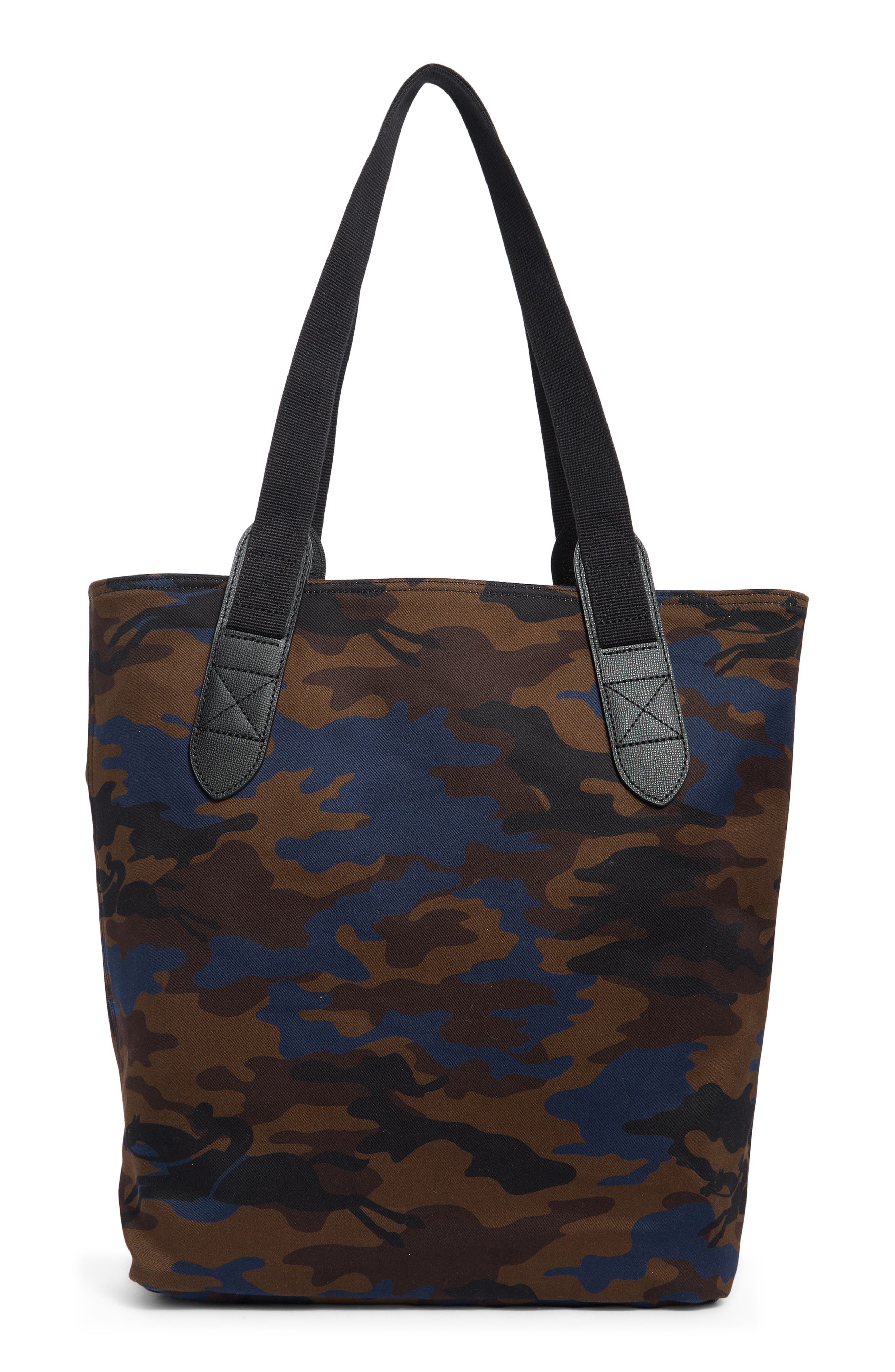 Longchamp Camo Twill Tote, Alternate, color, Navy